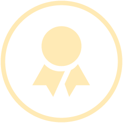 a simple icon of an award ribbon in a circular border